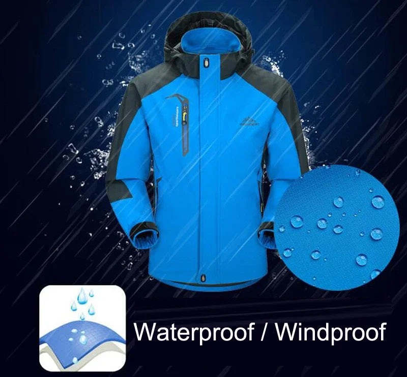 Outdoor Jacket Pants Sets Men Fleece Thermal Waterproof Windproof Hooded Jackets Hiking Military Trip Mountain Camping Clothes