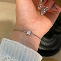 5.5mm D Vvs1 Princess Cut Moissanite Bracelet for Women Candy Elegant Wedding Chain Pure 925 Silver Jewelry Birthday Gift