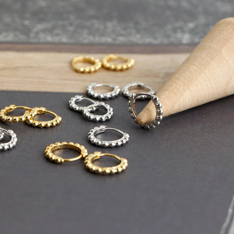 925 Sterling Silver Simple Fashion Glossy Beads Gold Huggies Hoop Earrings for Women Gothic Piercing Jewelry Accessories