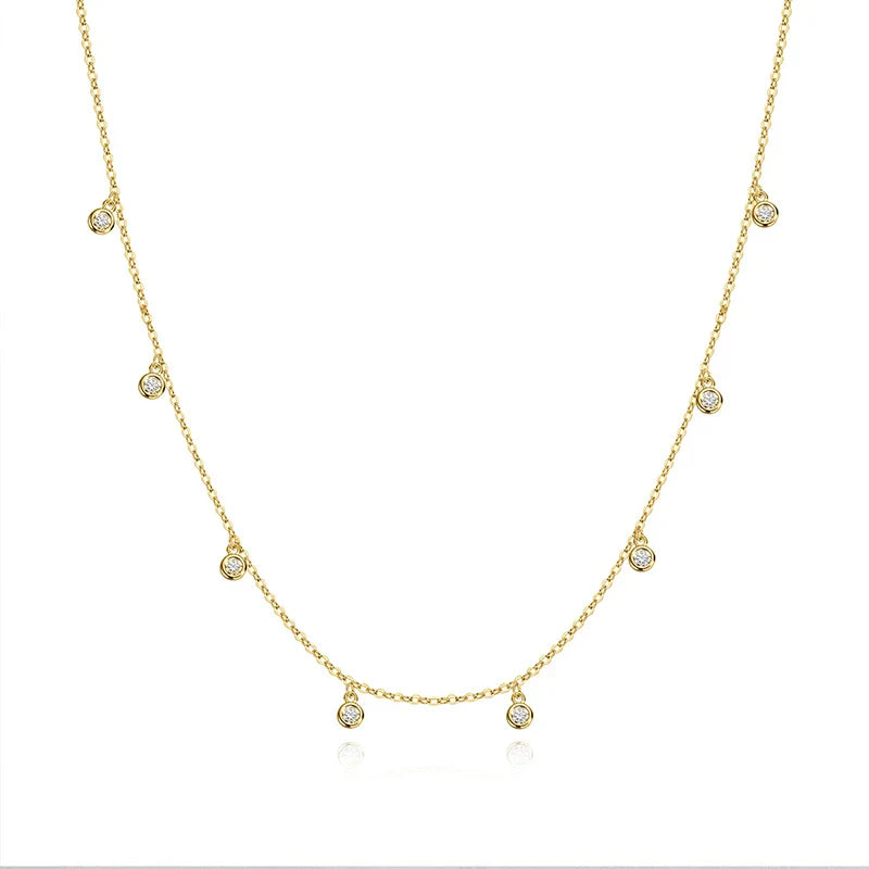 Certified Bubble 8 Stone 100% Real Moissanite Necklace Pendant Classic Women's Neck Chain Sterling Silver 925 Plated 18K