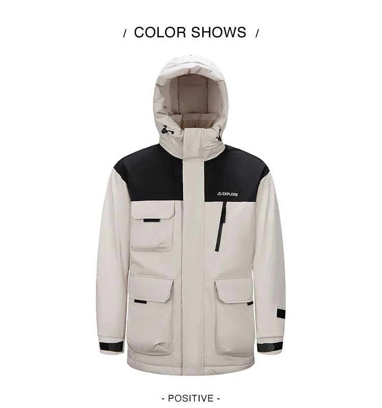 Down Jacket Men 2024 Winter New Rainproof, Windproof, Oil-Proof Stain-Resistant Goose Down Coat Down Jacket