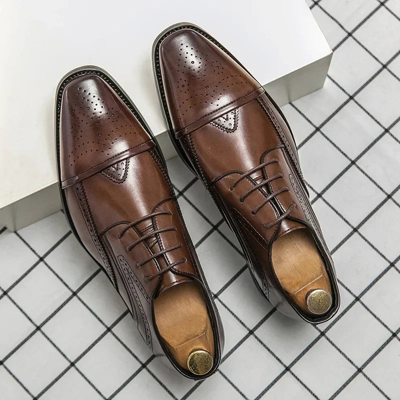 2025 High Quality Handmade Oxford Dress Shoes Men Genuine Cow Leather Suit Shoes Footwear Wedding Formal Italian Shoes Casual
