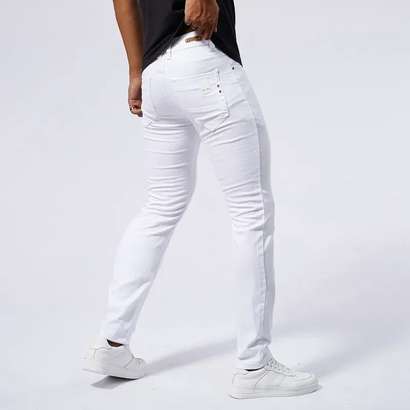 Men's White Casual Jeans New Denim Pants Comfortable Fashion Stretch Slim Fit Straight Trousers Male Clothing Streetwear Jeans