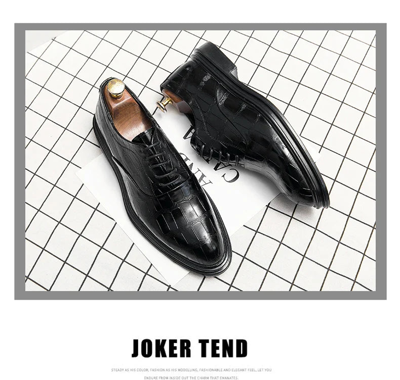 Men's Pointed Oxford Dress Shoes Leather Casual Office Wedding Shoes Gentleman Luxury High Quality 2026 Fashion