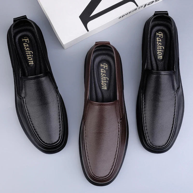 Genuine Leather Men Loafers Handmade Mens Casual Shoes Business Dress Flats Breathable Moccasins Luxury Brand Man Driving Shoes