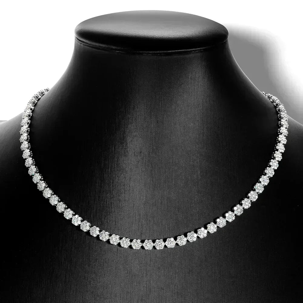 Flower Moissanite Tennis Necklaces Bracelets For Women 925 Sterling Silver Full Diamond Neck Wrist Chain With  Certificate