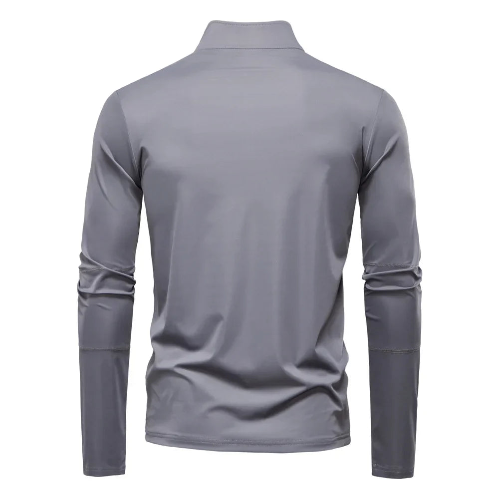 2026 Spring Summer New Men's Sunscreen Clothes Anti-UV UPF100+ T-shirt Long Sleeve Half Zip Top Male Outdoor Fishing Hiking Tops