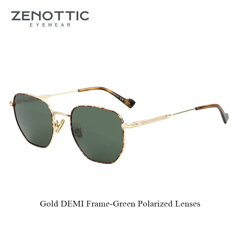 Fashion Hexagonal Geometry Polarized Sunglasses for Men and Women Polygon Metal Shade Pilot Sun Glasses ZS1203