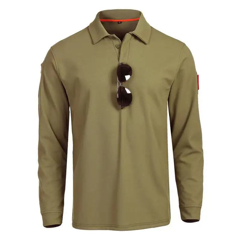 Men's M-4XL Quick Dry Pullover Long Sleeve Shirts Oversized Breathable Clothes Tactical Elastic Plain Turn-down Sports T-shirts
