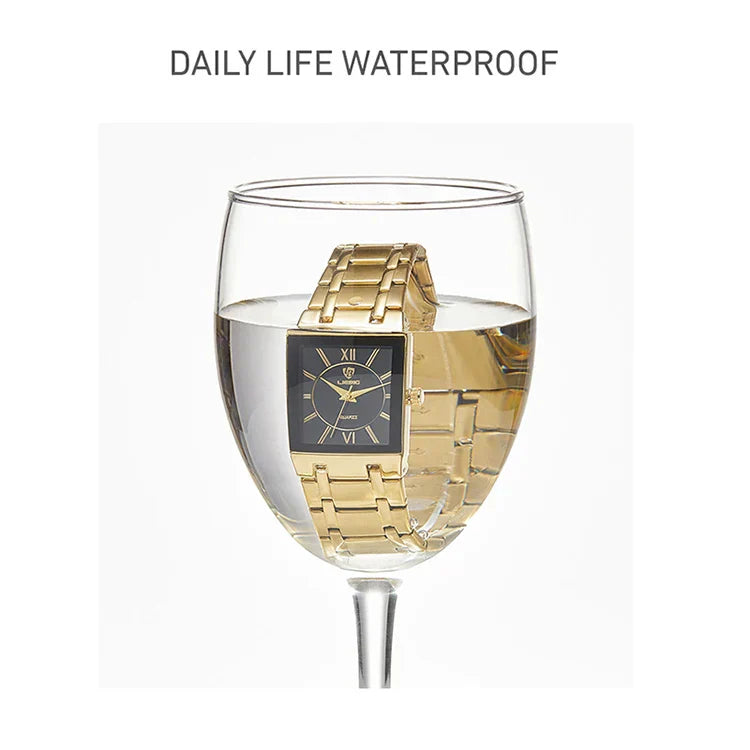 Luxury Quartz Wristwatches For Women Men Business Watch Simple Design Black Gold Stainless Steel Waterproof Quartz Clock