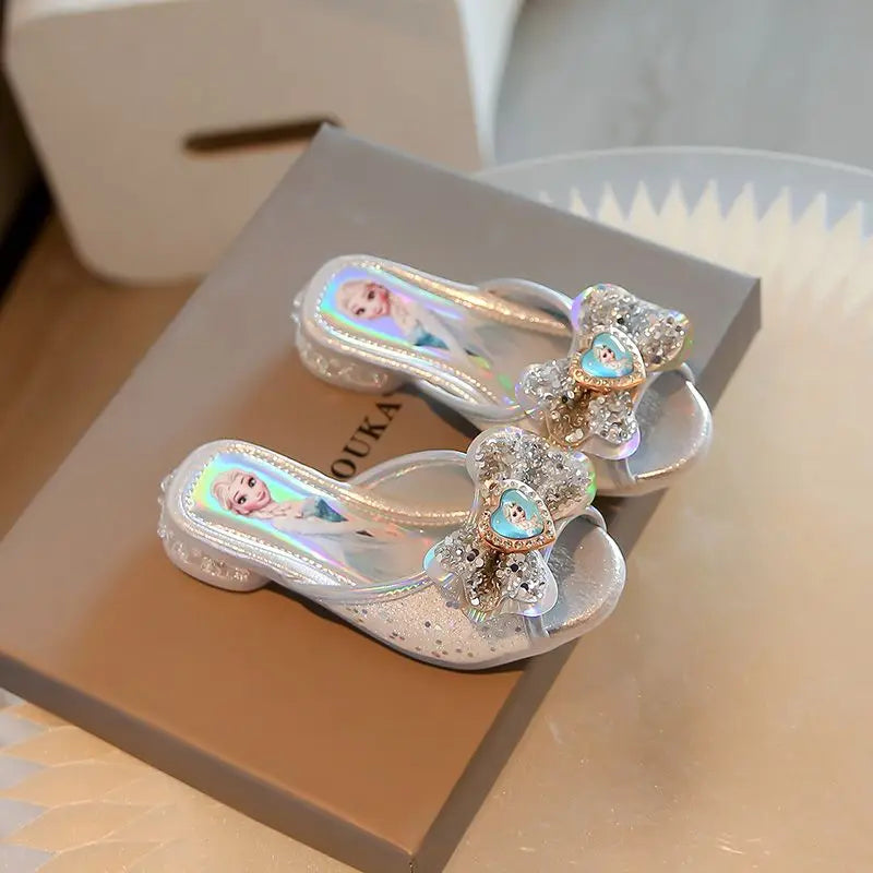 Disney Frozen Elsa Princess Designer Summer Slippers Casual Flat Shoes for Kids Girls Baby Shoes Child Flats Slides Sneakers