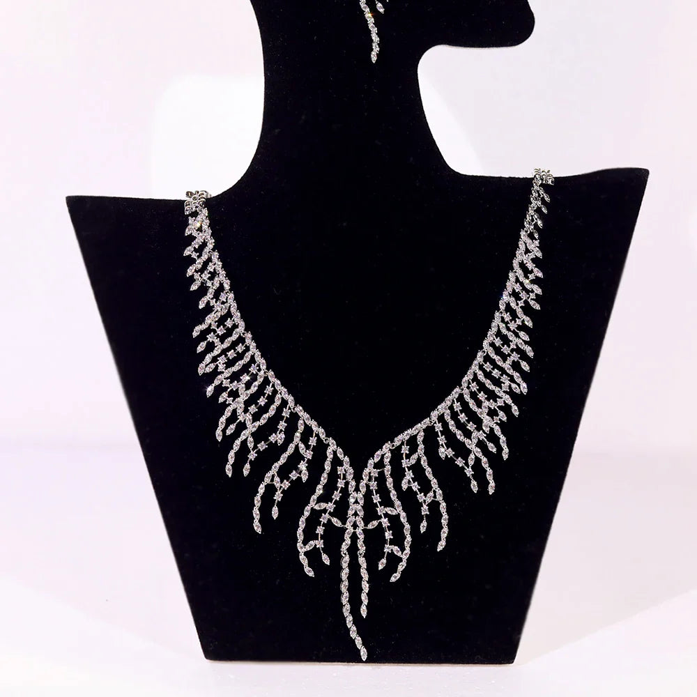 Elegant African Bridal Jewelry Set Cubic Zirconia Party Accessories 2pcs Necklace Set for Women X0546