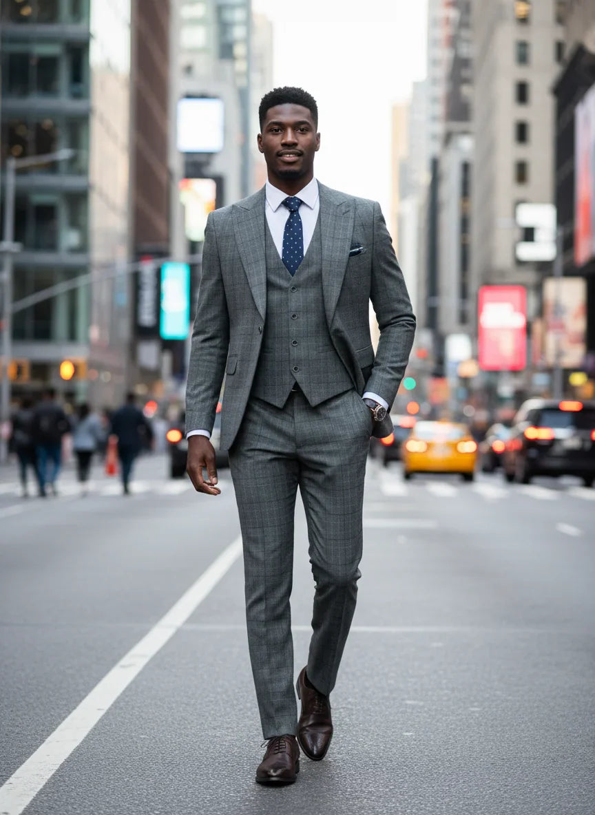 High Quality Plaid suit Formal Business Office Men's Suits Fashionable and Casual evening gown