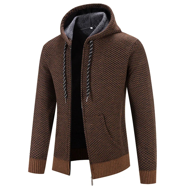 Male Knitted Casual Jackets with Hood Men's Sweater Coat Y2K Hoodies Korean Streetwear Baseball Jumpers Jersey Top Clothing