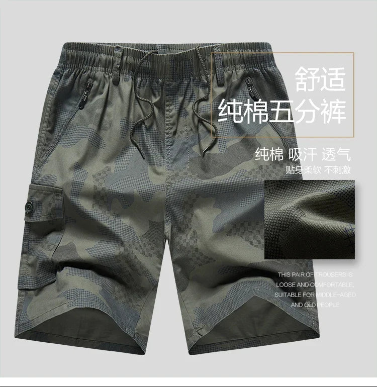 Men's Streetwear Sports Casual Shorts Big Size Loose Fit Knee Pants Man Clothes Fashion Zipper Pockets Drawstring Short Pants