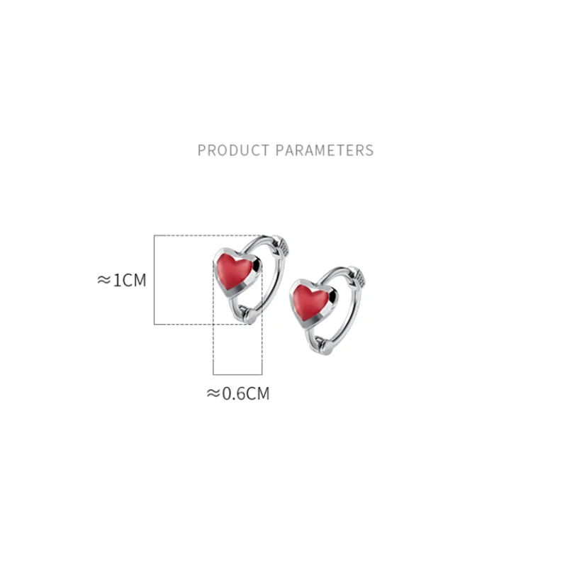 925 Sterling Silver INS Minimalism Sweet Love Heart CZ Zircon Hoop Earrings For Women Girl Small Ear Buckle Jewelry Gift