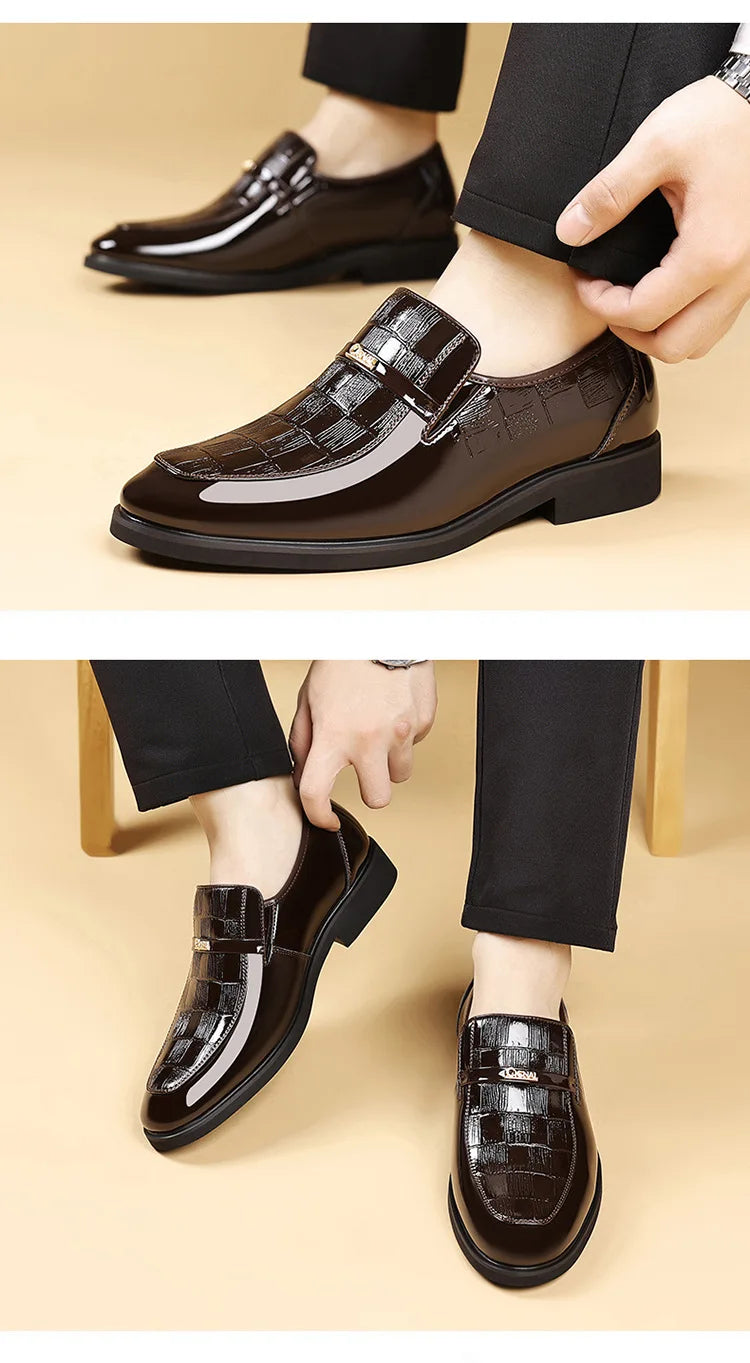 Spring New Men's Business Formal Leather Shoes Solid Color Fashion Casual Shoes Male British Pointed Toe Dress Shoe Man