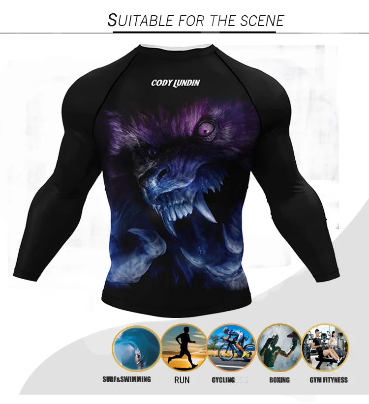 Cody Lundin Uv Sun Protection Shirt Long Sleeve Bjj Rashguard Sublimation Manto Jiujitsu Man Boxeo Tee No Gi MMA Gym Clothes
