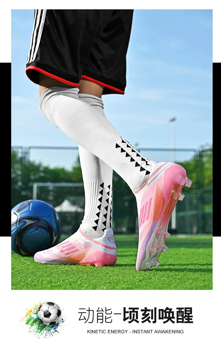 NEW Without-lace F50+ Mens Soccer Shoes Boys Training Non-Slip Turf Soccer Cleats TF/FG Football Sneakers Chuteira Campo 35-45