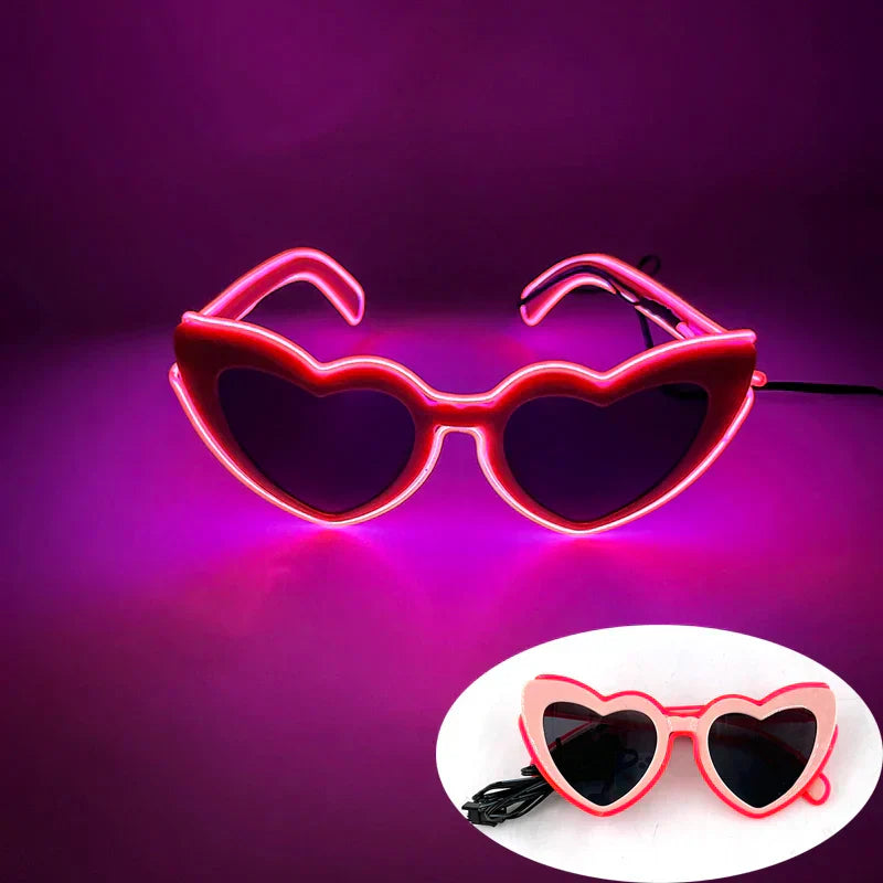 LED Just Married Glasses Wedding Bride To Be Surprise Gift Couple Glasses Souvenirs Glowing Heart Glasses Married Sunglasses