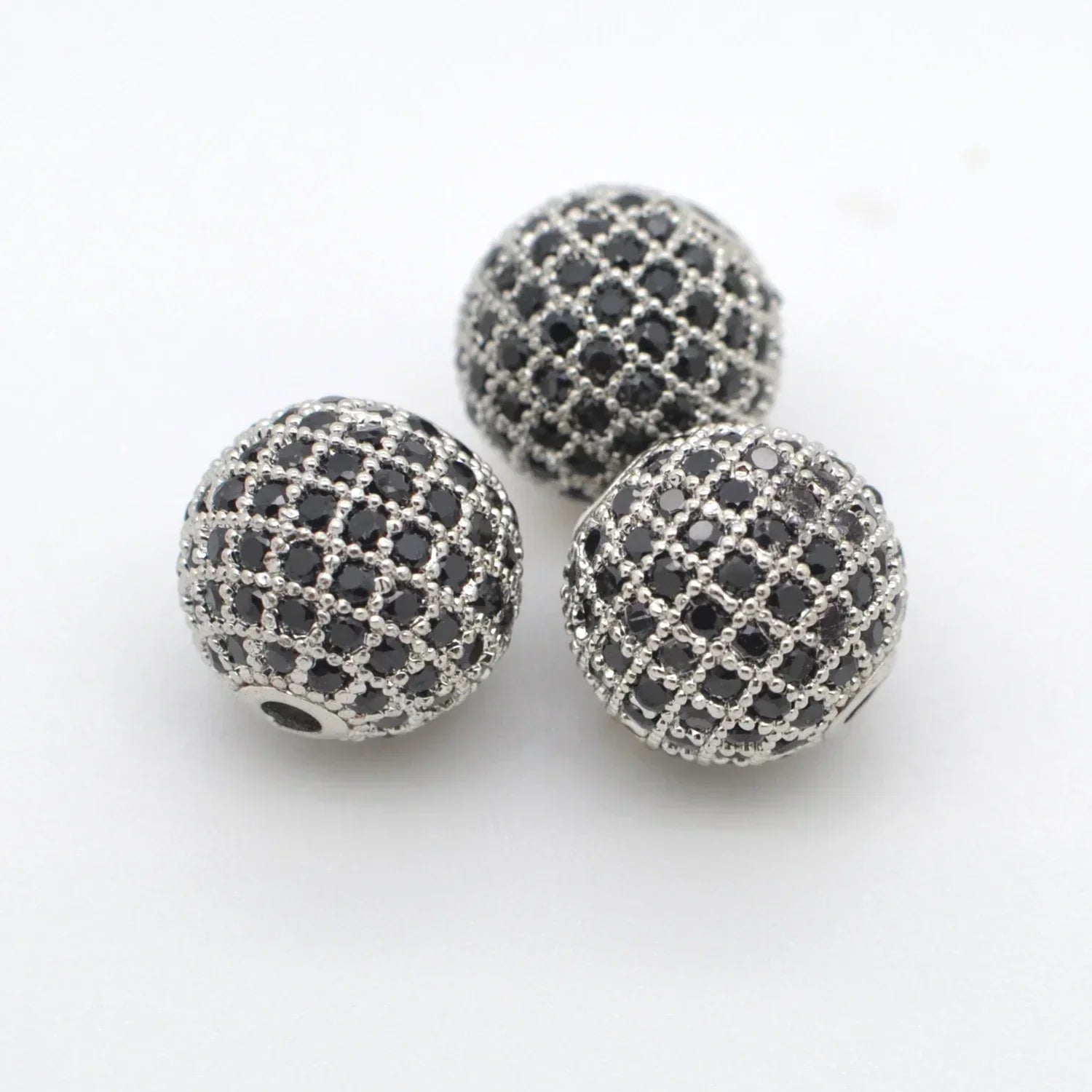 Beads for Jewelry Making Gold Silver Color Accessories Paved Zircon Spacer Bead String Beaded Diy Necklace Bracelet Chain Charms