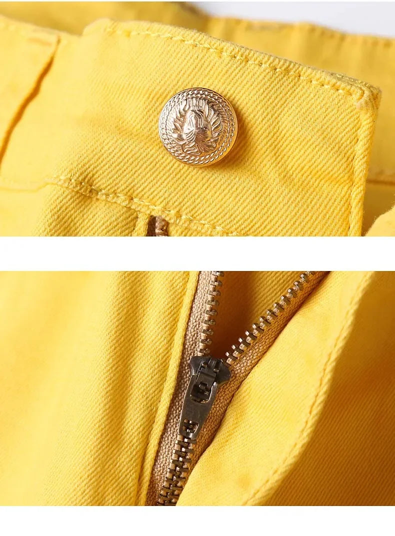 2024 Autumn New Men's Stretch Fit Jeans Bright Trendy Denim Straight-leg Trousers Male Red Lake Blue Yellow Trousers