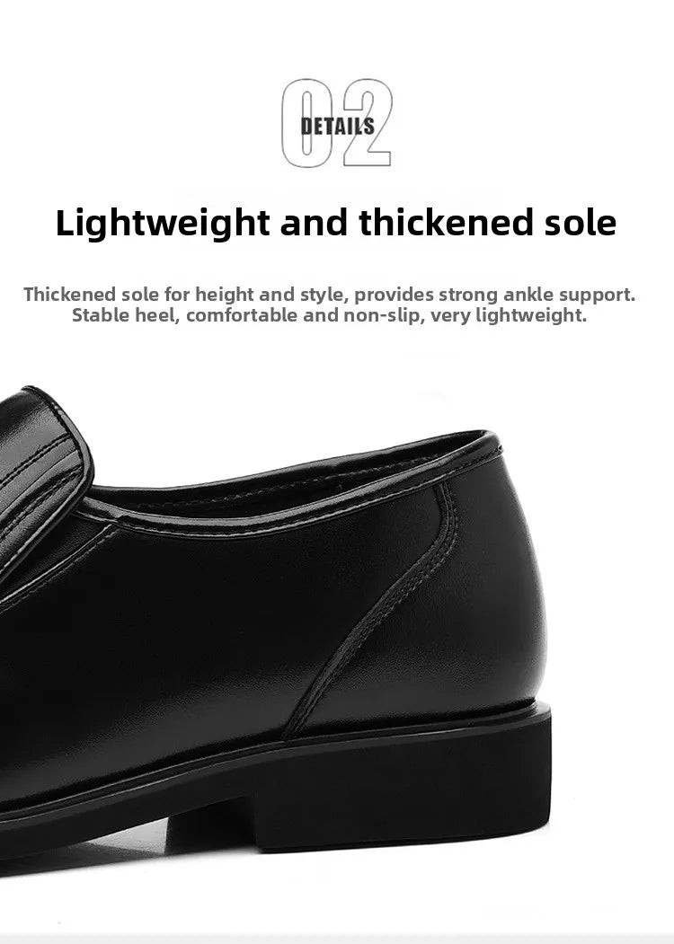 Men's Business Casual Leather Shoes round Toe Low Top Breathable Anti-Slip Rubber Outsole Comfortable Commuting Shoes