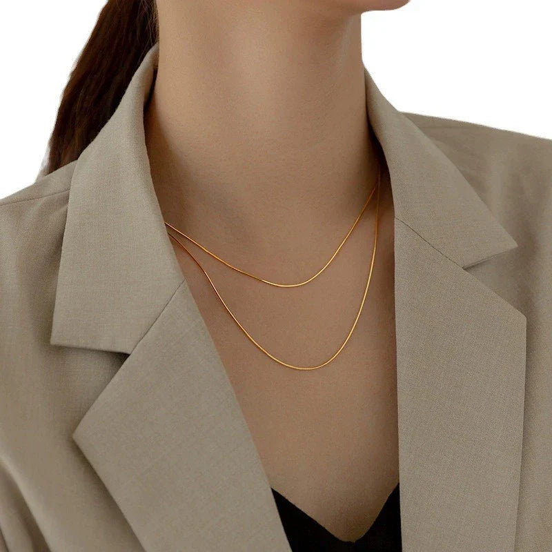 Classic Basic Chain 100% 925 Sterling Silver Lobster Clasp Adjustable Necklace for Women Snake Bone Chain Fine Jewelry