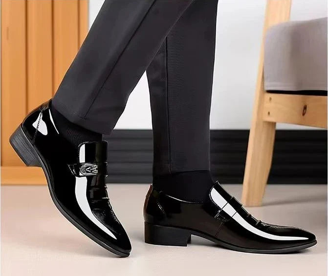 Dress Shoes Man Patent Leather Spring Autumn Bright Upper Pointed Toe Social Shoe for Men Casual 2025 Trend High Quality Fashion