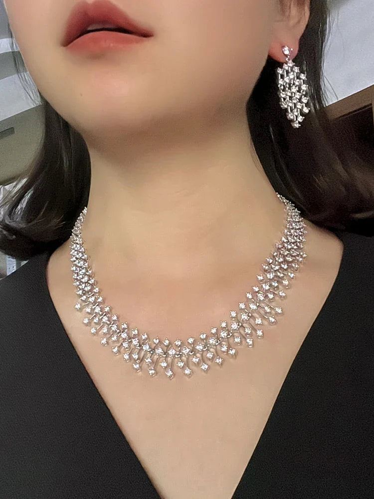 Fashion CZ Bride Indian Jewelry Set for Women Water Drop Wedding Design Choker Necklace Girlfriend birthday Gifts X0520