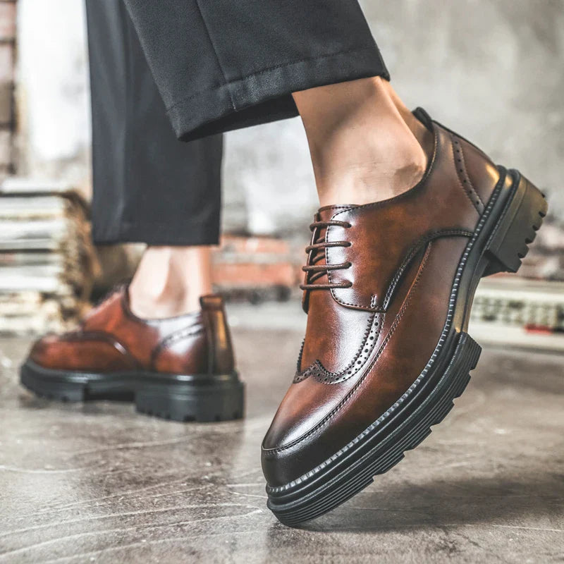 Big Size Men Height Increaseing Dress Brogue Shoes Gentleman Suit Elevator Shoes Oxford Invisible Heel 4/7/9CM Wedding Man Shoes