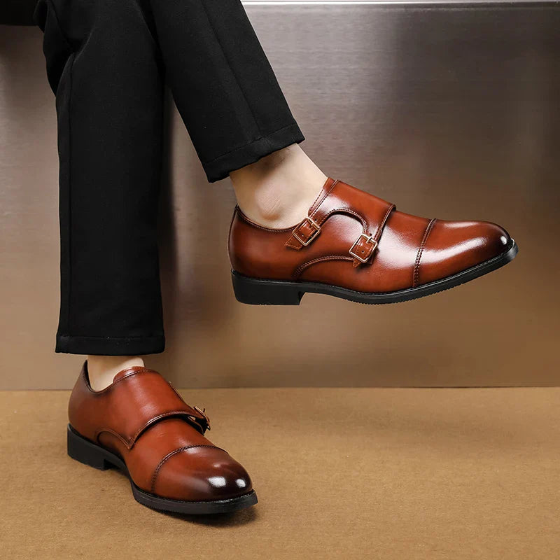 Luxury Brand New Men Casual Shoes Leather Men Fashion Double Buckle Loafers Mens Slip-on Board Oxford Shoes Spring Elegant Flats