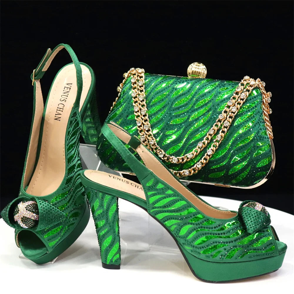 Italian Shoes And Bag Sets For Evening Party With Stones