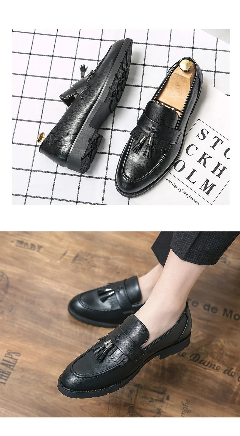 Tassel vamp loafers all match youth suit beamers men Korean version of British men's shoes best man shoes fashion