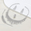 2024 New 4-piece Bride Zirconia Full Set Women's Party Jewelry, Luxury Dubai Nigeria CZ Luxury Crystal Wedding Necklace Set