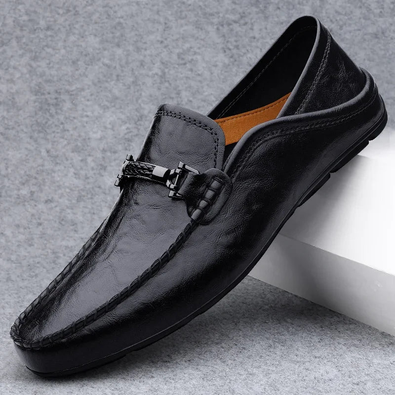 Men Casual Summer Shoes Hollow Out Breathable Men's Driving Shoes High Quality Male Business Shoes 2024 Genuine Leather Loafers