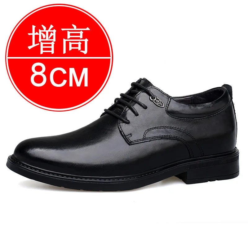 Leather Casual Elevator Shoes for Men 10cm Invisible Height Increase Casual Sneakers Business Formal Shoes