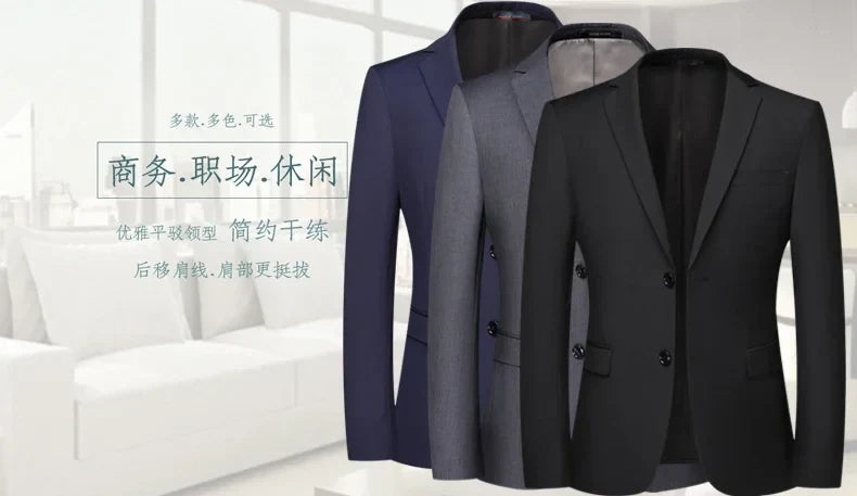 2026 Blazer New Men's Fashion Business Solid Color British Style Professional Work Groom Wedding Dress Best Man Blazer Jacket
