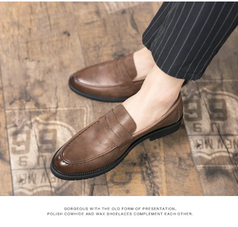Men's Dress Shoes Formal Office Leather Brogues Shoes Male High Quality Casual Business Shoes Men Social Leather Loafers For Man