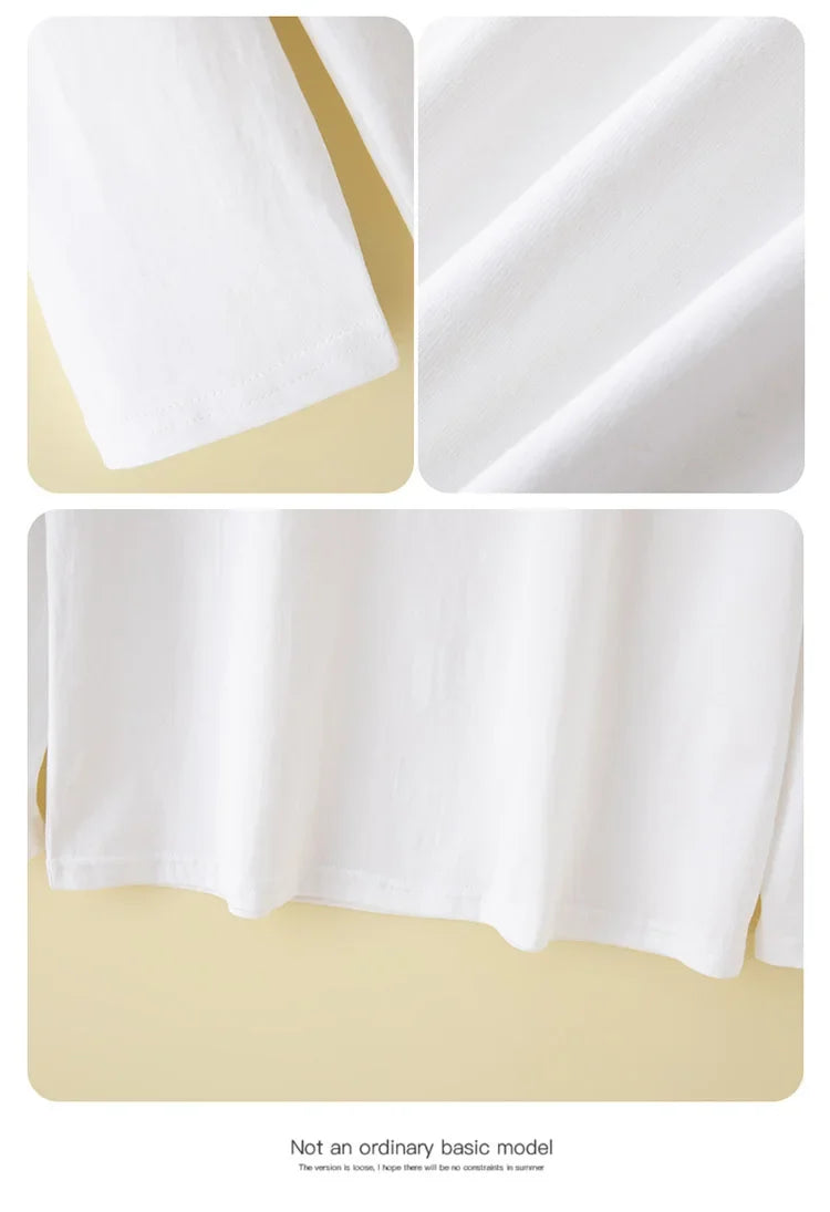 Women T-shirts Long Sleeve Solid O-neck Tops Cotton White Bottoming Shirts Spring Autumn T-shirts Harajuku Tees Loose Tshirt