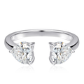 2pcs 1ct Heart Moissanite Stackable Rings for Women 925 Sterling Silver Plated 18k White Gold Diamond Wedding Ring