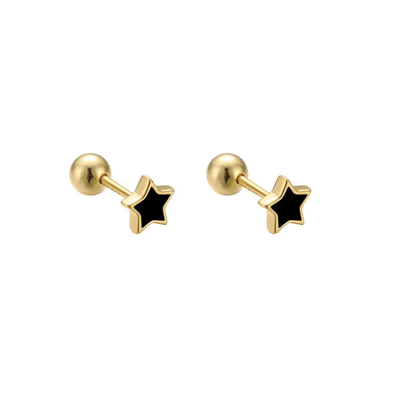 925 Sterling Silver Fashion Simple Golden Flower Beads Small Stud Earrings for Women Teen Piercing Jewelry Accessories