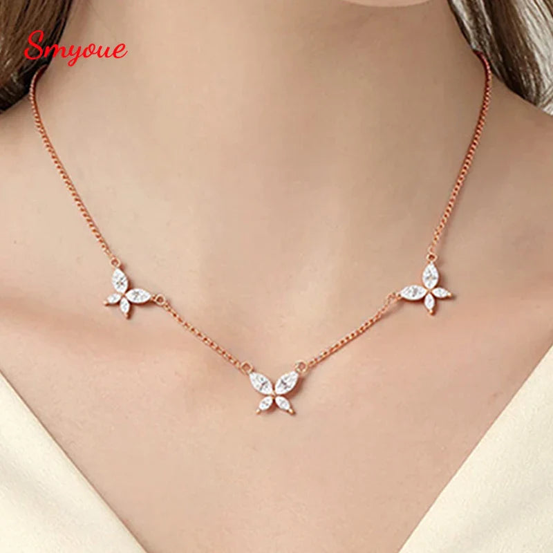 18K Plated Marquise Cut Moissanite Necklace Pendant for Women Girls Gift Lab Diamond Chain 925 Sterling Silver Jewelry