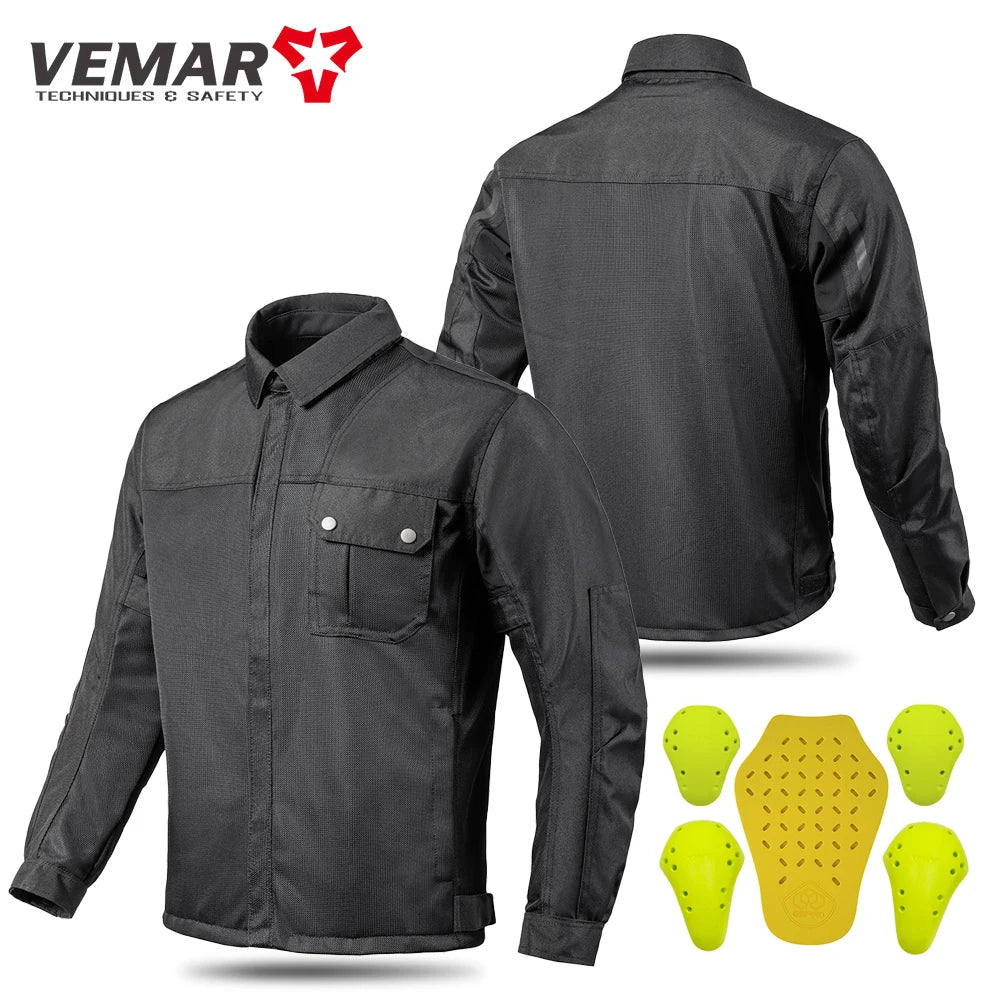 Men Motorcycle Jacket New Upgraded Summer Breathable Jacket CE Protective Retro Black Motorbike Motorcyclist Mesh Clothing