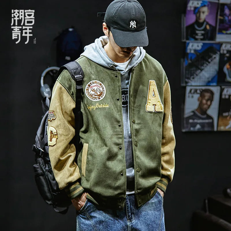 New Baseball Jacket Men Fashion Embroidered Jackets Coats High Street Outwear Man Bomber Jacket Hip Hop Clothing Top