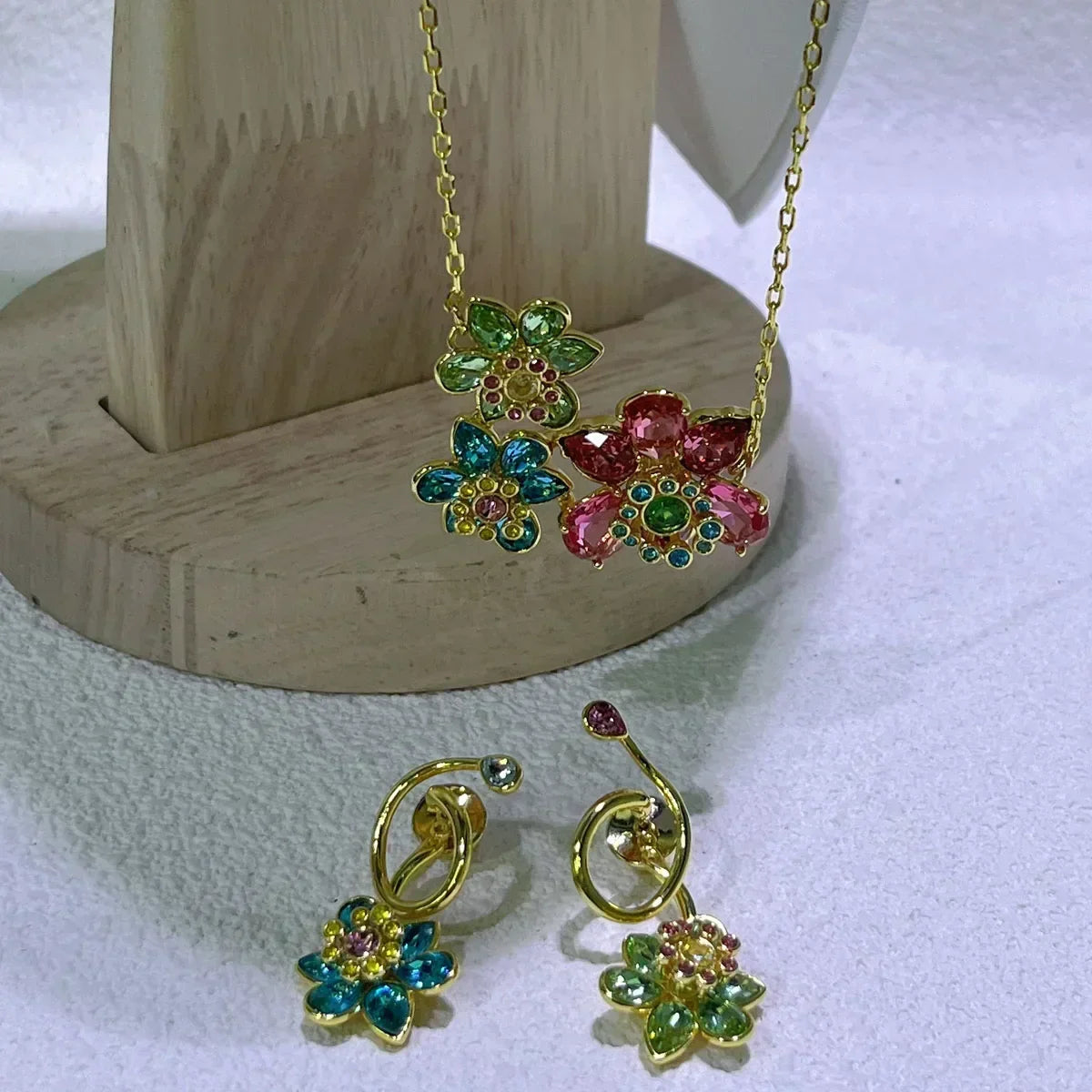 Flower Crystal Boutique Irregular Original Jewelry Set New Color Earring Exquisite Necklace Ring Bracelet Wedding Gift for Women