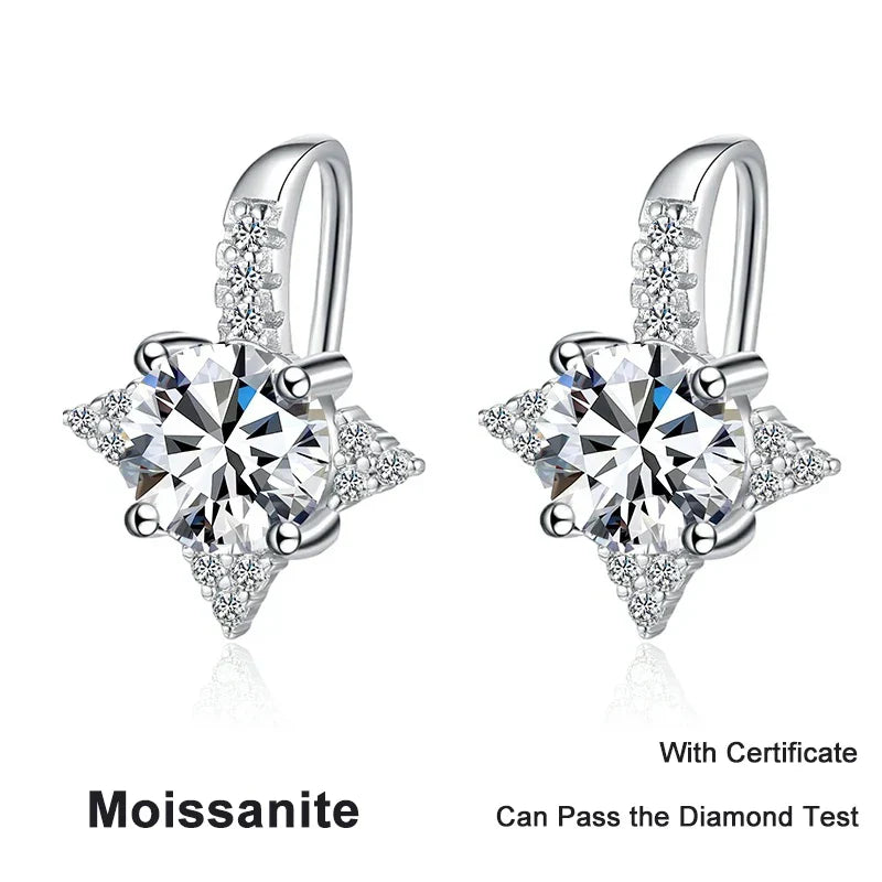 NeeTim 1ct 6.5mm Moissanite Earrings for Women S925 Sterling Silver with Gold Plated Diamond Earring Wedding Party Fine Jewelry
