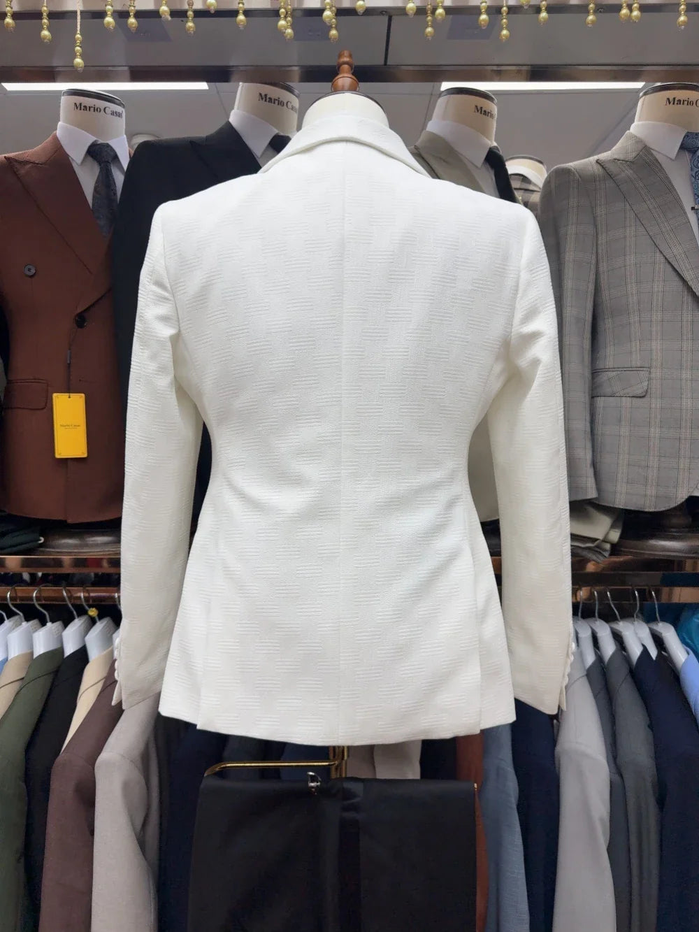 White Fully Jacquard Suit Set 3 Pieces For Men Wedding Groom Sets Handsome Elegant Shawl Lapel Men's Suits Party Tuxedo S-3XL