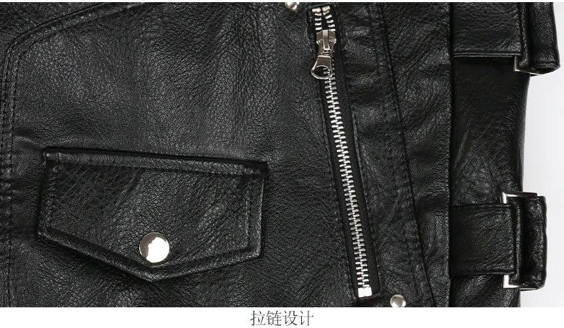 Autumn Black Motorcycle Pu Leather Vest Men Zipper Pockets Plus Size Faux Leather Biker Sleeveless Jacket 4xl 5xl