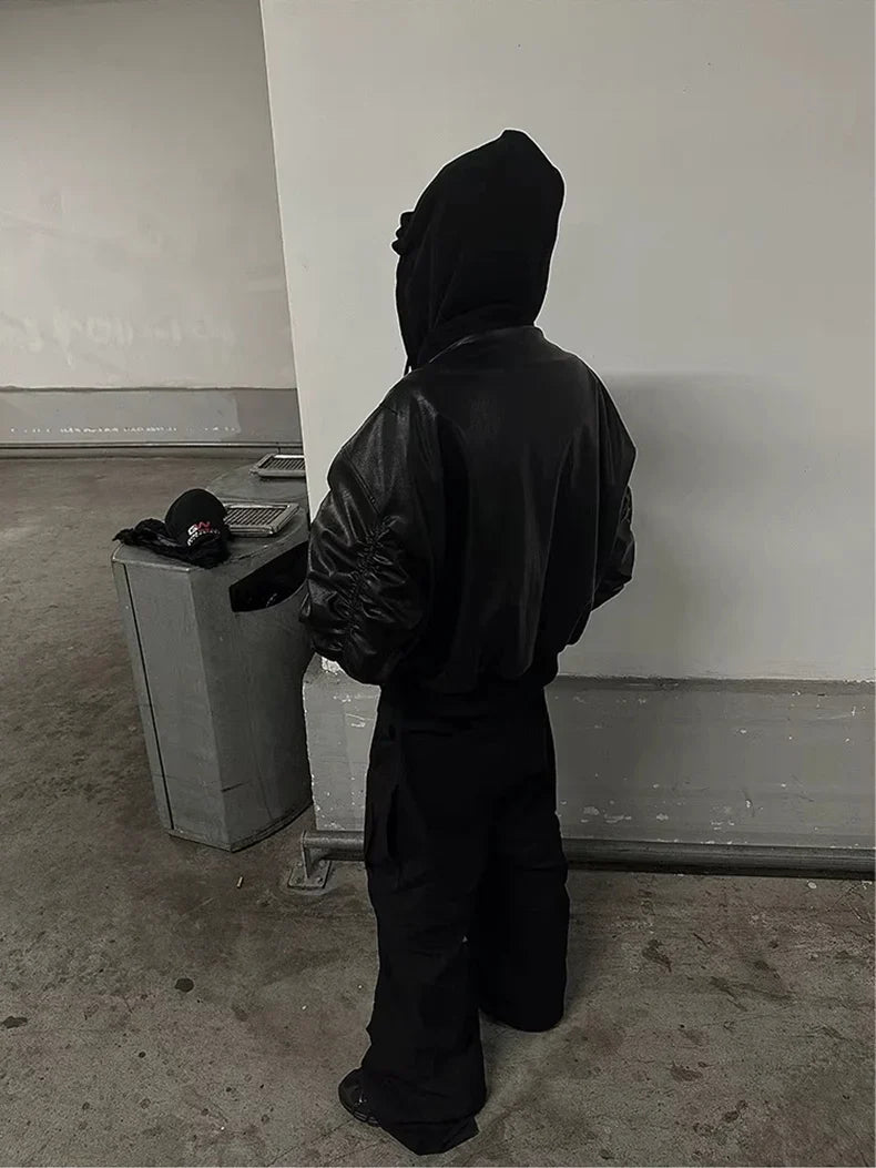 Autumn Winter Oversized Cool Black Thickened Warm Pu Leather Jacket Men Hood Luxury Designer Fake 2 Clothes